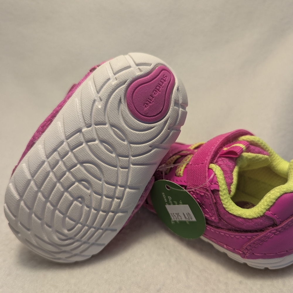 NWT Stride Rite Zips Runner Baby Shoes In Hot Pink, Size 3M - Picture 6 of 7